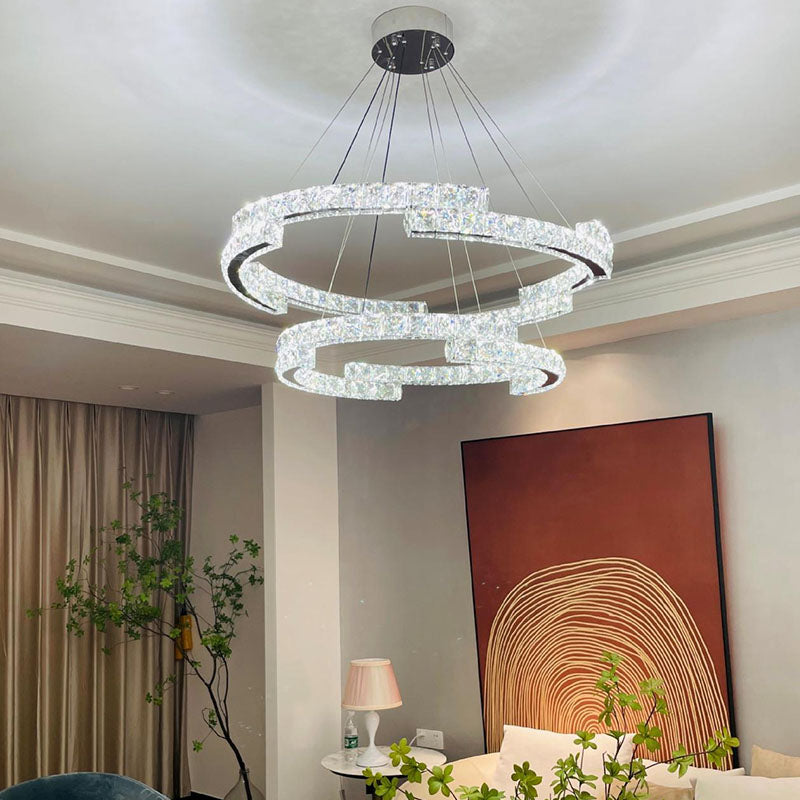 Double Irregularity Ring Dimmable LED Chandelier