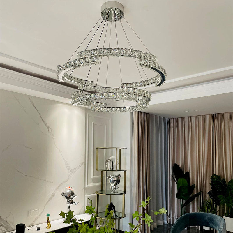 Double Irregularity Ring Dimmable LED Chandelier