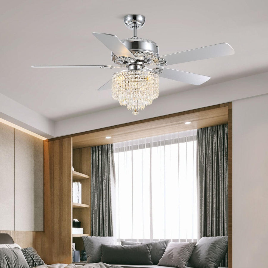 3 - Tier Raindrop Crystal Ceiling Fan with Remote Control