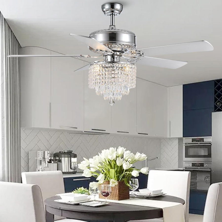 3 - Tier Raindrop Crystal Ceiling Fan with Remote Control
