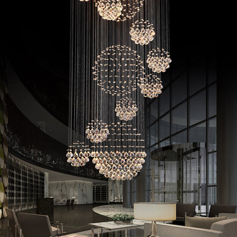 Luxury Solar System Spiral Raindrop Chandelier For Foyer and Entryway