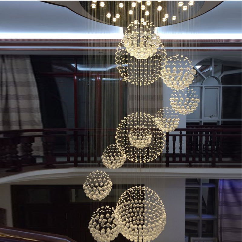 Luxury Solar System Spiral Raindrop Chandelier For Foyer and Entryway