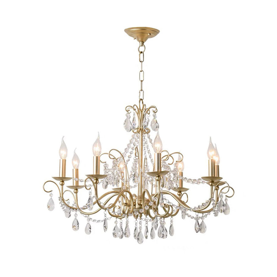 Gold Metal Candle Style Crystal Chandelier