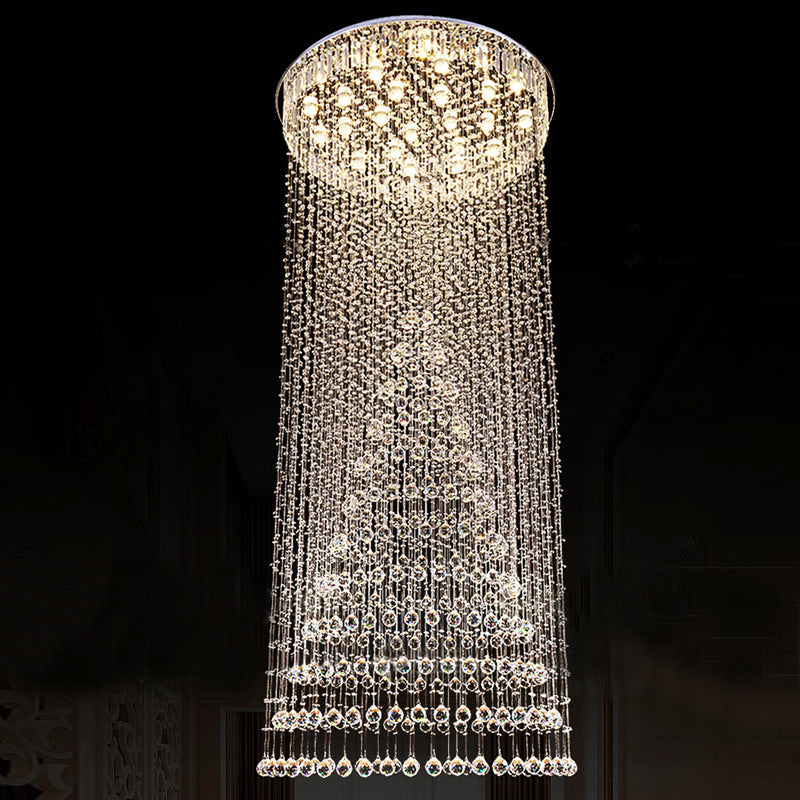Contemporary Luxury Round Design Raindrop Crystal Chandelier