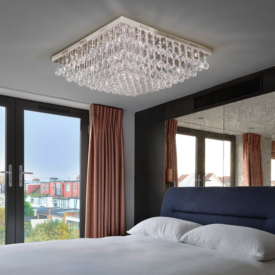 Modern Square Raindrop K9 Crystal Chandelier - Living Room Ceiling Light