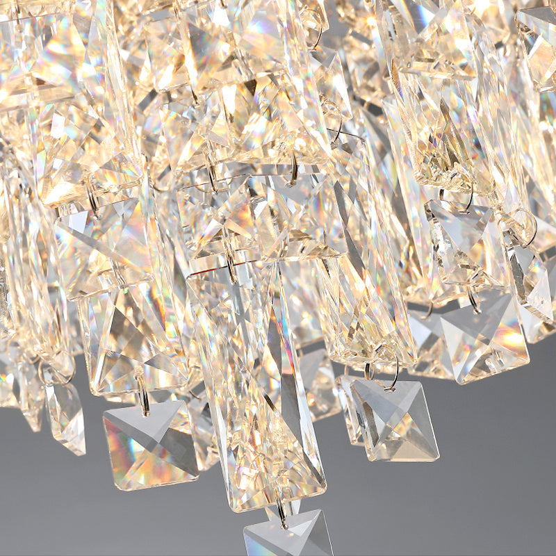 Contemporary Round Crystal Chandelier - Flush Mount Ceiling Lights