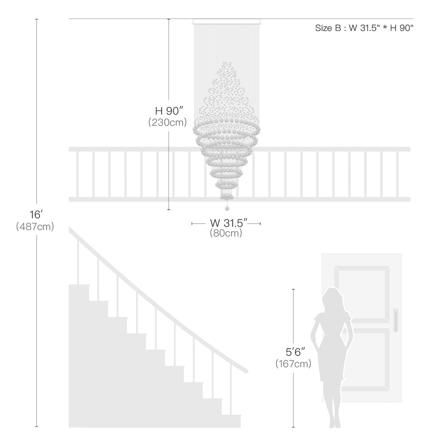 Luxury Modern Round Crystal Chandelier - Staircase Lighting Fixture