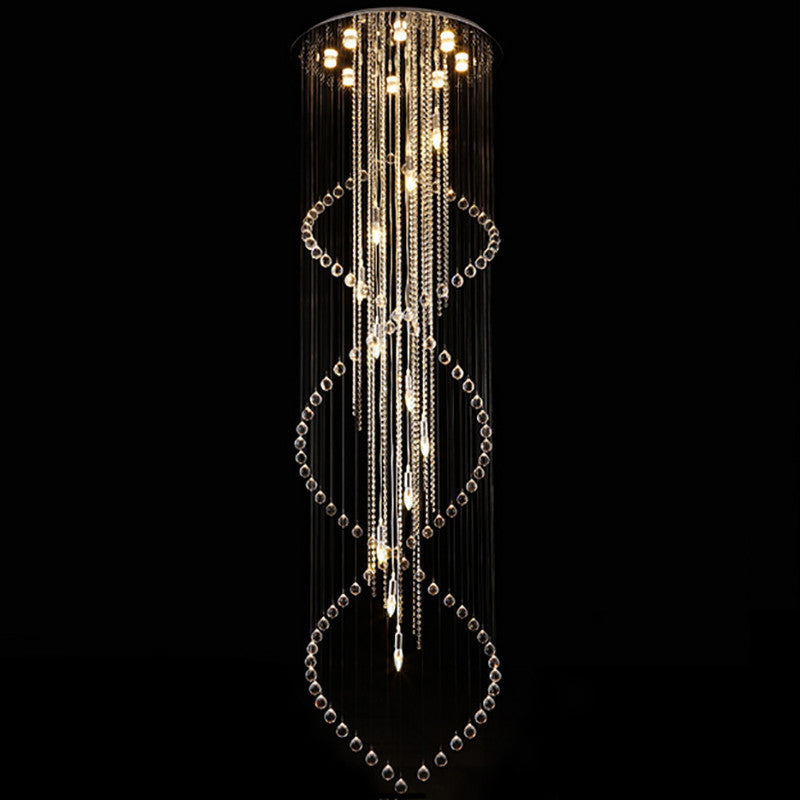 Double Spiral Raindrop Crystal Chandelier - Flush Mount Ceiling Light