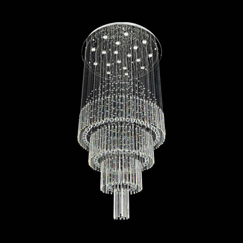 Floating Castle Raindrop Crystal Chandelier For Entryway - Double Layer