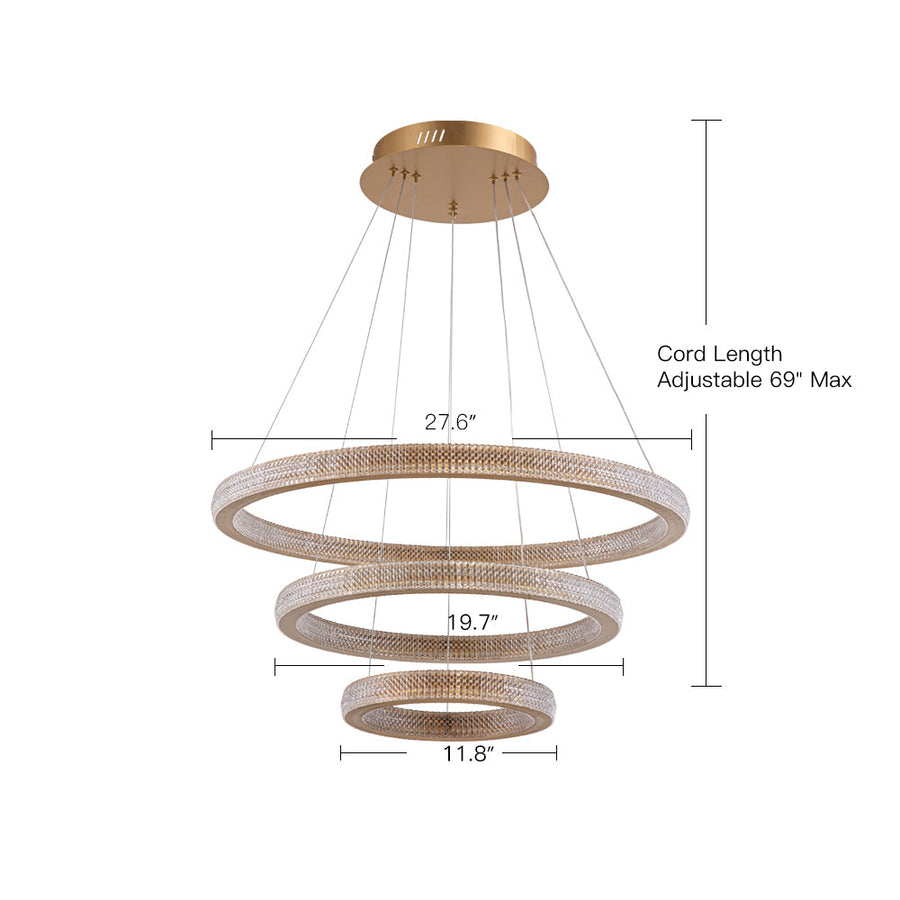 Three Rings Gold LED Chandelier